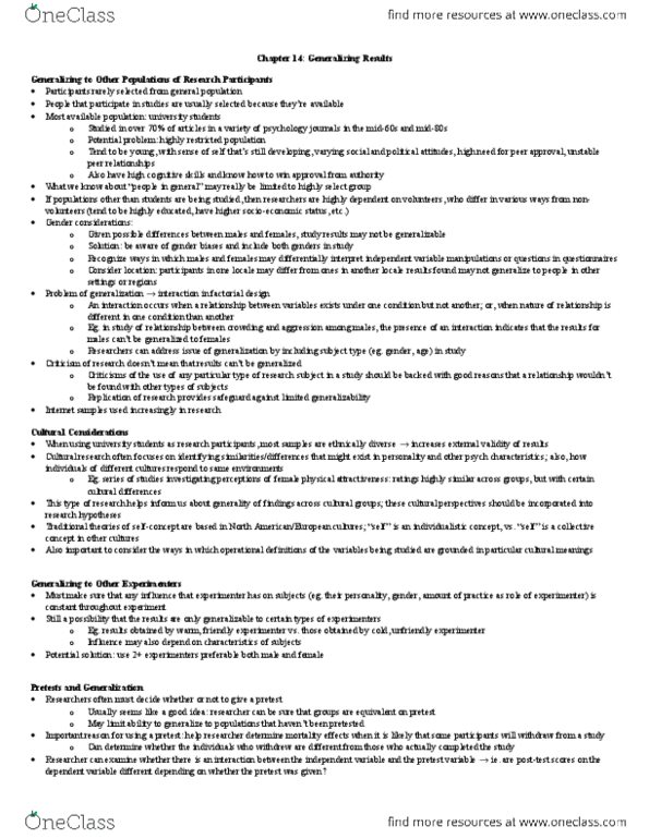 PSYC 2360 Chapter Notes - Chapter 14: Factorial Experiment, Physical Attractiveness, Type I And Type Ii Errors thumbnail