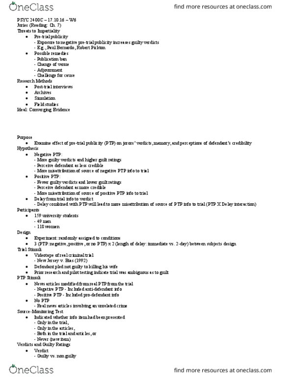 PSYC 2400 Lecture Notes - Lecture 6: Robert Pickton, Paul Bernardo, Likert Scale thumbnail