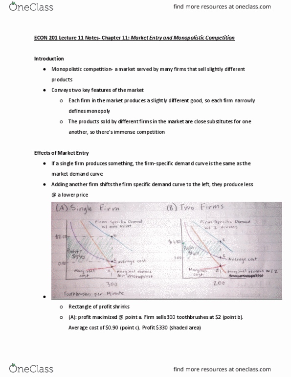 EC 201 Lecture Notes - Lecture 11: Product Differentiation, Marginal Cost, Oligopoly thumbnail