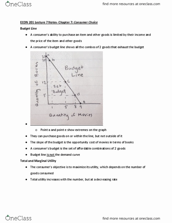 EC 201 Lecture Notes - Lecture 7: Normal Good, Marginal Utility, Demand Curve thumbnail