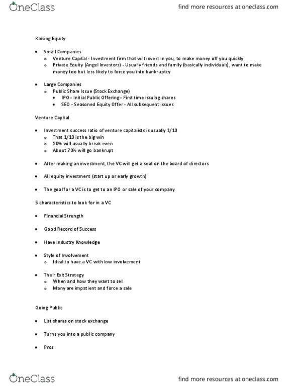 COMMERCE 3FA3 Lecture Notes - Lecture 9: Underwriting, Investment Banking thumbnail