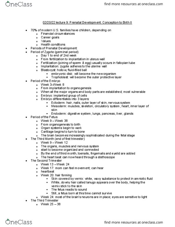 ED PSYCH 320 Lecture Notes - Lecture 9: Muscle Tone, Hypertension, Miscarriage thumbnail