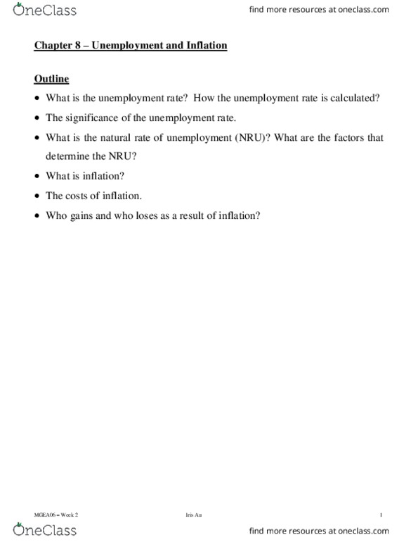 MGEA06H3 Lecture Notes - Lecture 4: Fisher Equation, Unemployment Benefits, Frictional Unemployment thumbnail