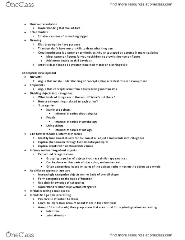 PSY 105 Lecture Notes - Lecture 6: Dual Representation, Joint Attention, Intersubjectivity thumbnail