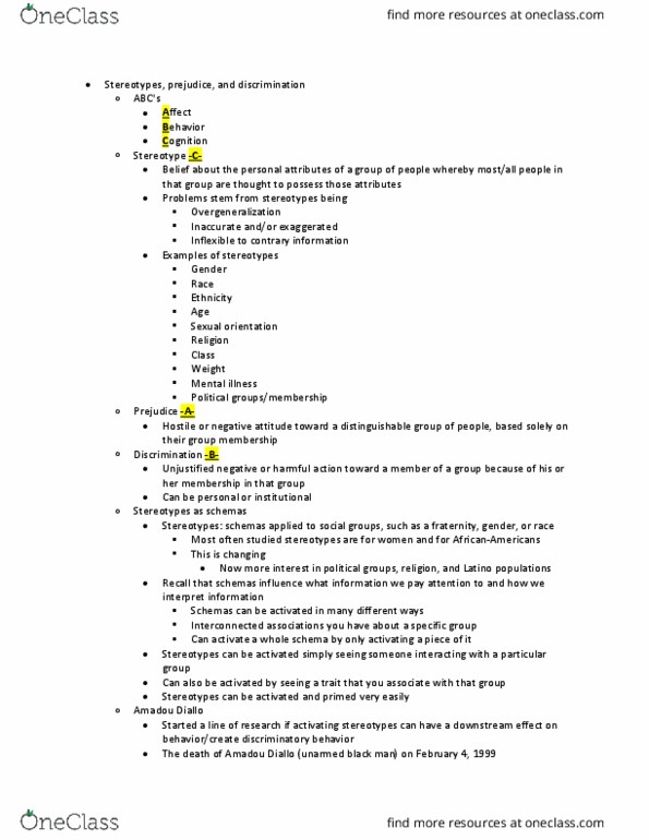 PSY 102 Lecture Notes - Lecture 13: Realistic Conflict Theory, Confirmation Bias, Subtyping thumbnail