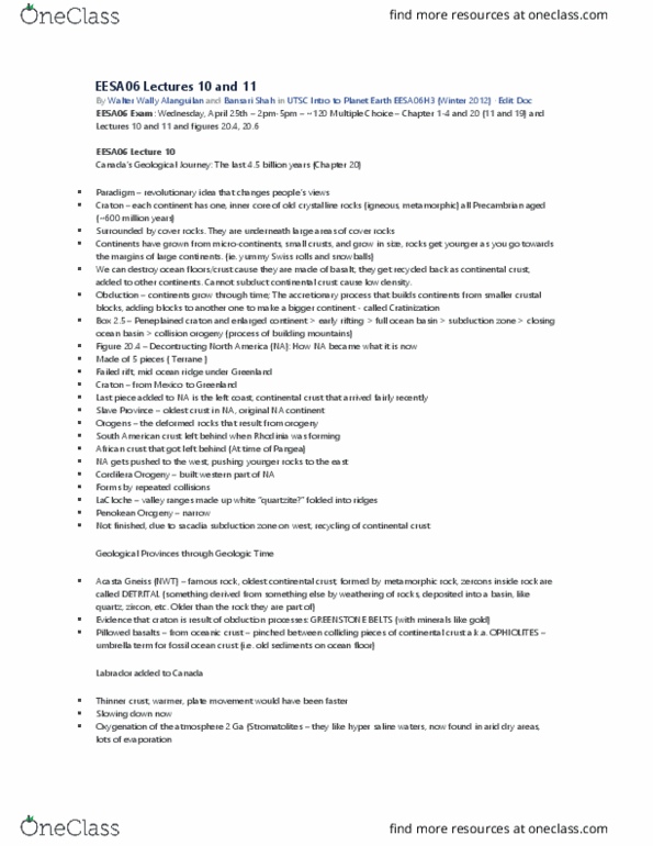 EESA06H3 Lecture Notes - Lecture 10: Anthropocene, Sodium Chloride, Network Layer thumbnail