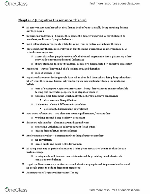 COMM 89 Chapter Notes - Chapter 7: Impression Management, Testability, Cognitive Dissonance thumbnail