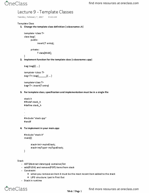 CMPSC 24 Lecture 6: Lecture 6 - Template Classes thumbnail