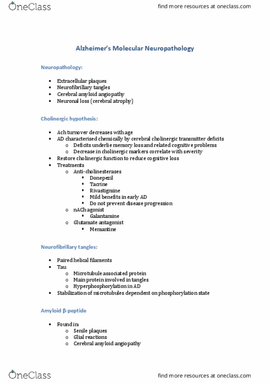 KINESIOL 1Y03 Lecture Notes - Lecture 16: Amyloid Precursor Protein, Amyloid Precursor Protein Secretase, Monoclonal Antibody thumbnail
