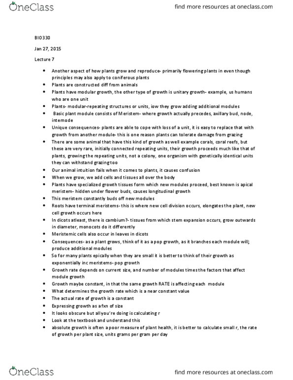 BIO330H5 Lecture Notes - Lecture 7: Apomixis, Ploidy, Speciation thumbnail