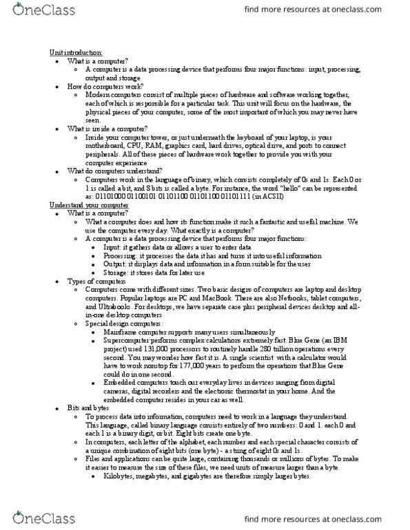 CIS 1000 Lecture Notes - Lecture 2: Macbook Air, Optical Mouse, Thermal Printing thumbnail