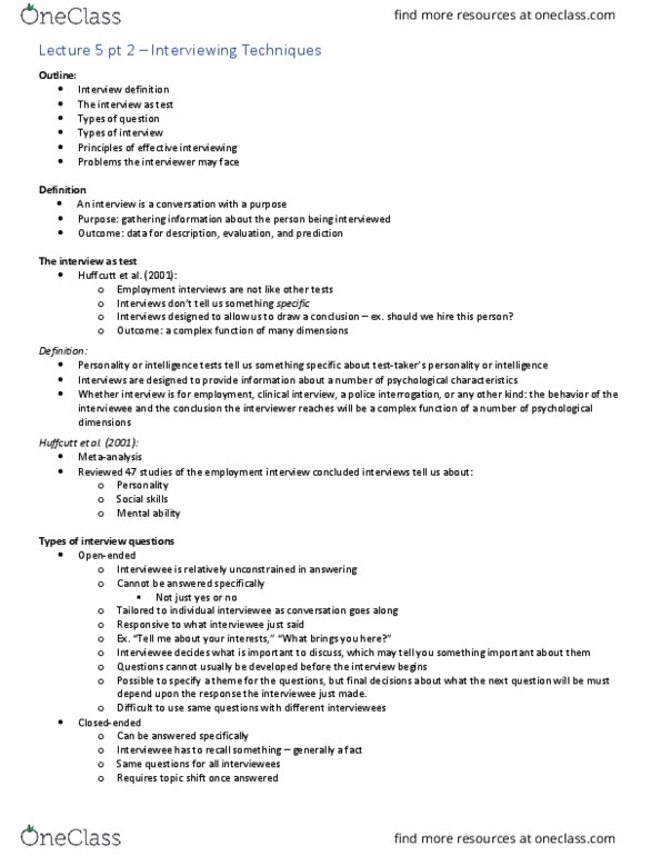 Psychology 2080A/B Lecture Notes - Lecture 5: Job Analysis, Social Facilitation, Interpersonal Attraction thumbnail