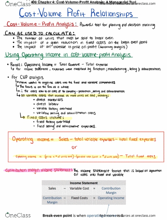 ACC 406 Lecture Notes - Lecture 4: Root Mean Square, Variable Cost, Operating Leverage thumbnail