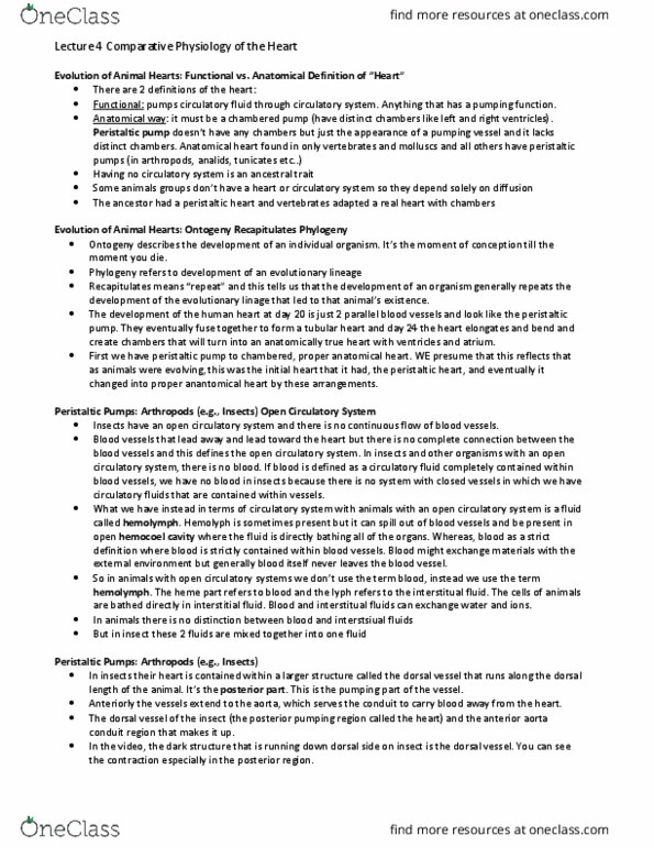 BIOB32H3 Lecture Notes - Lecture 4: Peristalsis, Capillary, Pericardium thumbnail