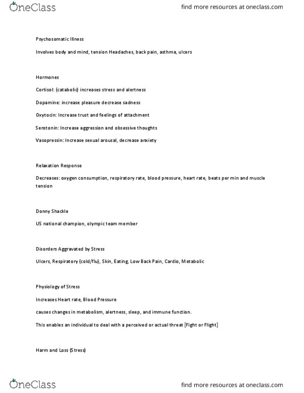 HSC 2100 Lecture Notes - Lecture 3: Hypothalamus, Hypothalamic–Pituitary–Adrenal Axis, Vasopressin thumbnail