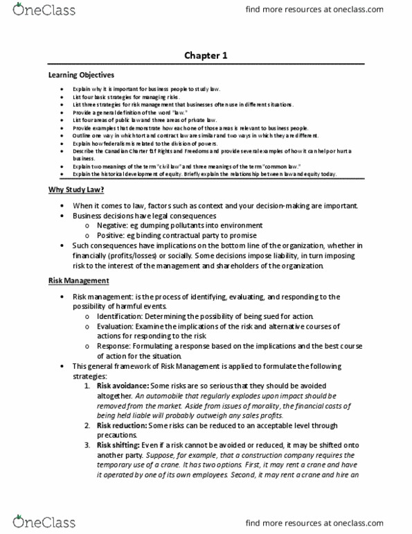 LAW 122 Chapter Notes - Chapter 1: Property Insurance, Liability Insurance, Tax Law thumbnail