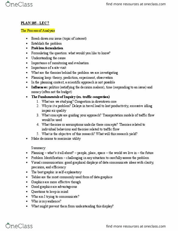 PLAN105 Lecture Notes - Lecture 7: Categorical Variable, Visual Communication thumbnail