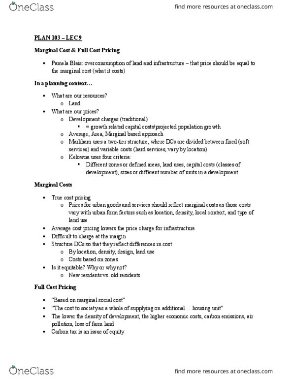 PLAN103 Lecture Notes - Lecture 9: Price Signal, Mortgage Insurance, Marginal Cost thumbnail