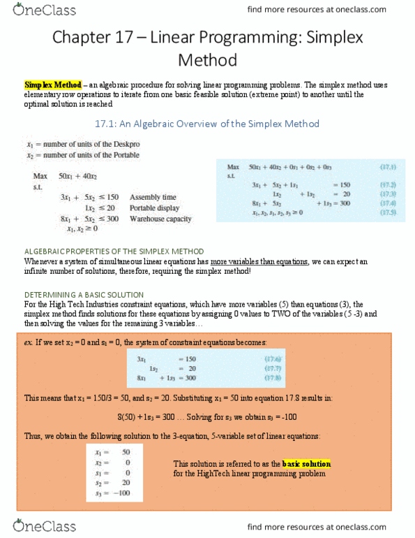 COMM-5022EL Chapter Notes - Chapter 17: Ratio Test, Negative Number, Slack Variable thumbnail