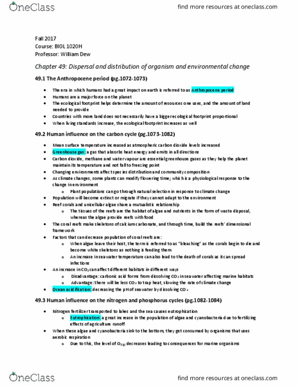 BIOL 1020H Chapter Notes - Chapter 49: Archaea, Sustainable Development, Overexploitation thumbnail