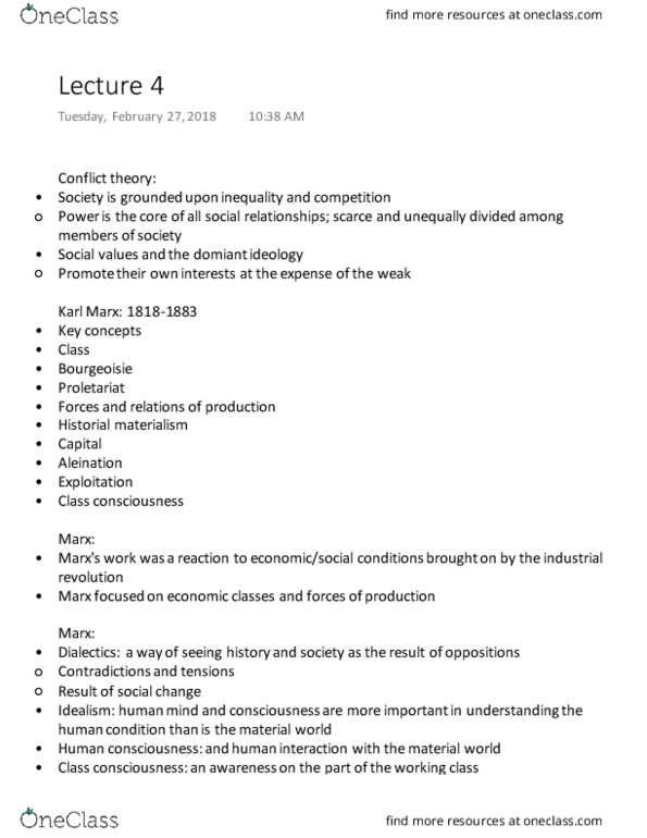 SOCIOL 1Z03 Lecture Notes - Lecture 4: Verstehen, False Consciousness, George Herbert Mead thumbnail