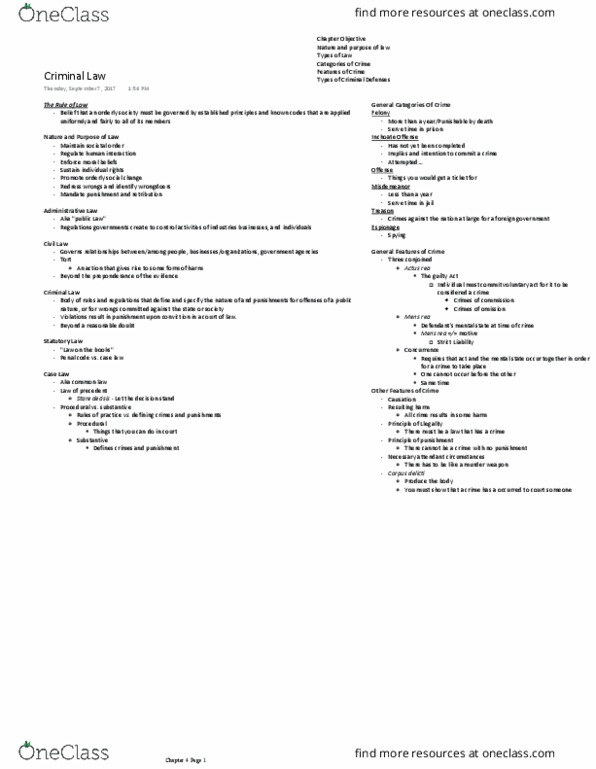 CJ 100 Lecture Notes - Lecture 2: Corpus Delicti, Mens Rea, Strict Liability thumbnail