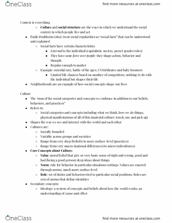 SOC 1001 Lecture Notes - Lecture 2: Culture Shock, Cultural Lag, Universal Grammar thumbnail