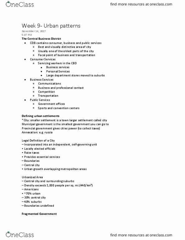 GEO 106 Lecture Notes - Lecture 9: Park Series, Gentrification, Data Mapping thumbnail