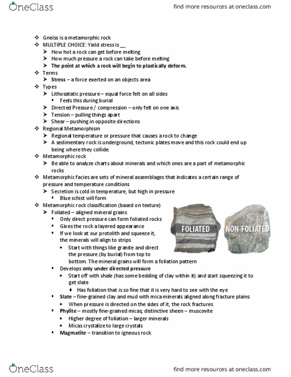 EAR 105 Lecture Notes - Lecture 12: Supercontinent, Abraham Ortelius, Metamorphic Facies thumbnail