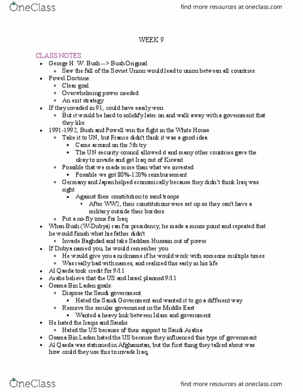 PLSC 102 Lecture Notes - Lecture 17: Wahhabism, Osama Bin Laden, List Of Nicknames Of Presidents Of The United States thumbnail