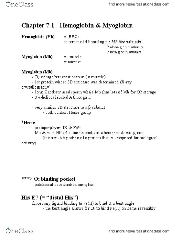 CHE 4341 Lecture Notes - Lecture 6: Torr, Coordinate Covalent Bond, Methemoglobin thumbnail