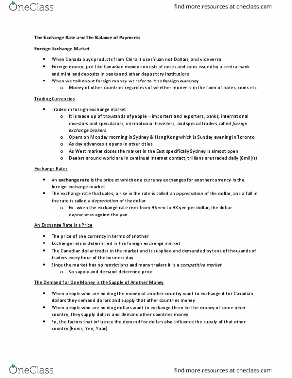 Economics 1022A/B Lecture Notes - Lecture 6: Interest Rate Parity, Crawling Peg, Economic Equilibrium thumbnail