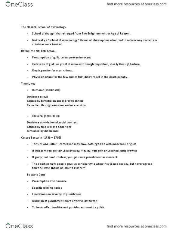 CRIM 104 Lecture Notes - Lecture 1: Fecundity, Jeremy Bentham, Due Process thumbnail