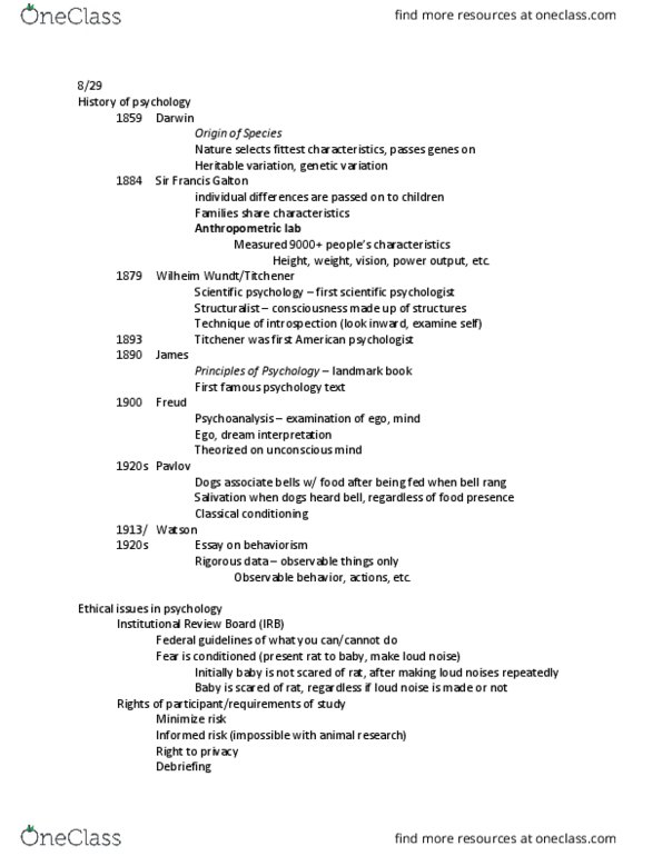 PSY 110 Lecture Notes - Lecture 2: Institutional Review Board, American Psychologist, Dream Interpretation thumbnail