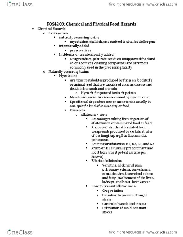 FOS-4209 Lecture Notes - Crop Rotation, Aspergillus Flavus, Headache thumbnail