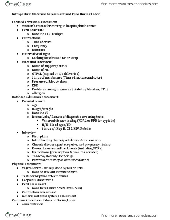 NURS 3334 Lecture Notes - Lecture 15: Leading Edge, Umbilical Cord Prolapse, Occipital Bone thumbnail