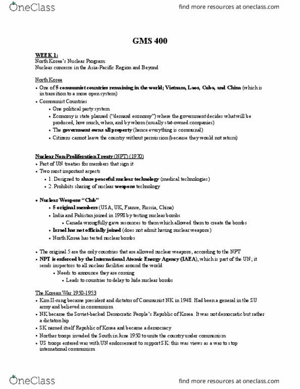 GMS 400 Lecture Notes - Lecture 5: European Bank For Reconstruction And Development, Xi Jinping, National Post thumbnail