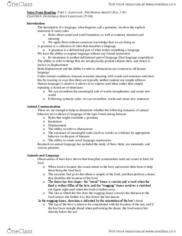 PSY274H5 Chapter Notes - Chapter 6: Common Bottlenose Dolphin, Bonobo, Wiki thumbnail