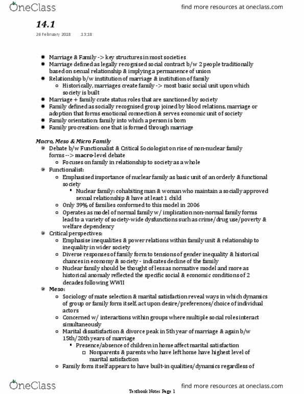 SOCI 102 Chapter Notes - Chapter 14: Patrilineality, Milan Kundera, Matrilocal Residence thumbnail