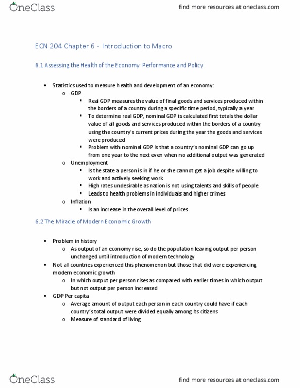 ECN 204 Chapter Notes - Chapter 6: Demand Shock, Nominal Rigidity thumbnail