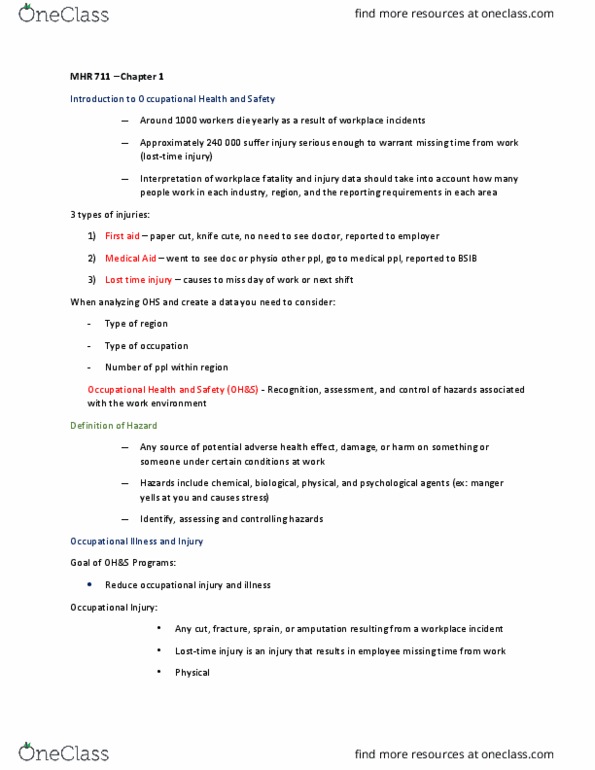 MHR 711 Lecture Notes - Lecture 5: Due Diligence, Safety Data Sheet, Absolute Liability thumbnail
