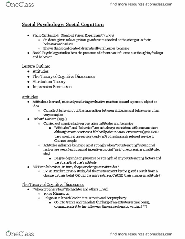 PSY 1 Lecture Notes - Lecture 13: Confirmation Bias, Fundamental Attribution Error, The Takeaway thumbnail