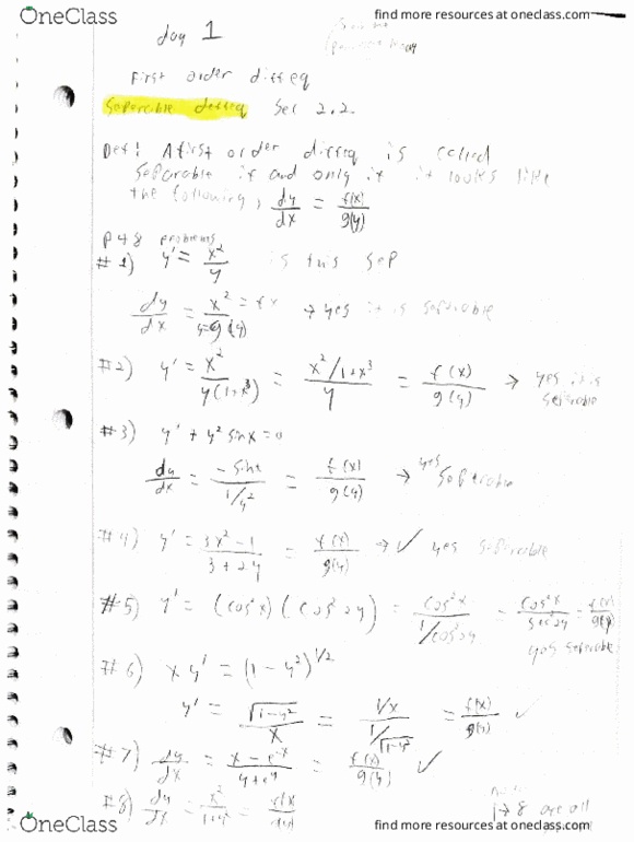 MATH 250 Lecture 1: separable differential equation thumbnail