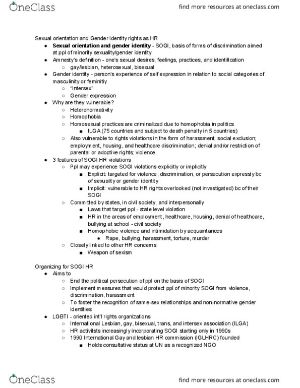 POLS 317 Chapter Notes - Chapter 11: Cultural Hegemony, Yogyakarta Principles, Universal Declaration Of Human Rights thumbnail