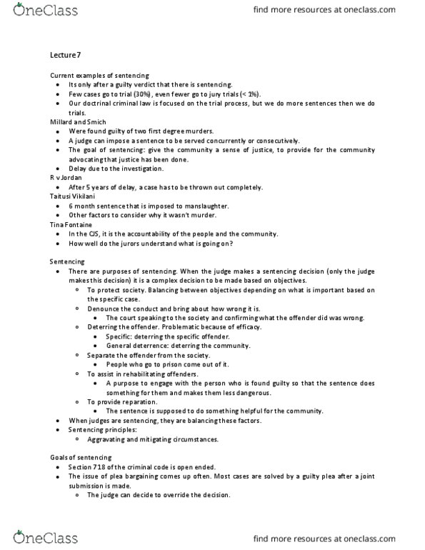 LAWS 2302 Lecture Notes - Lecture 7: Mandatory Sentencing, Secondary Source, Extenuating Circumstances thumbnail