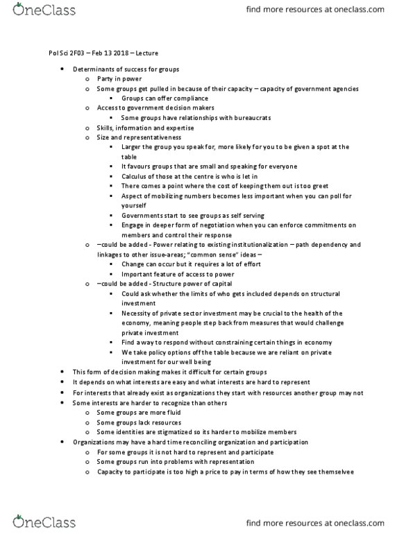 POLSCI 2F03 Lecture Notes - Lecture 12: Path Dependence thumbnail