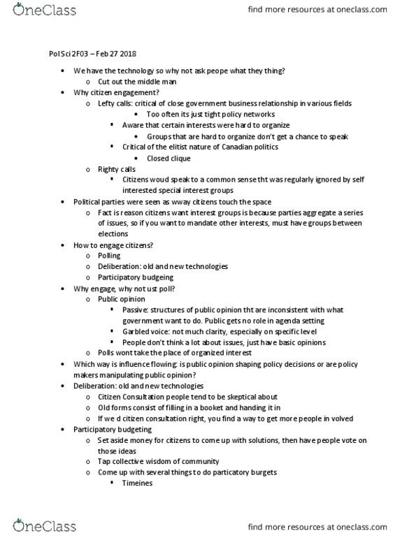 POLSCI 2F03 Lecture Notes - Lecture 13: Participatory Budgeting, Wway thumbnail