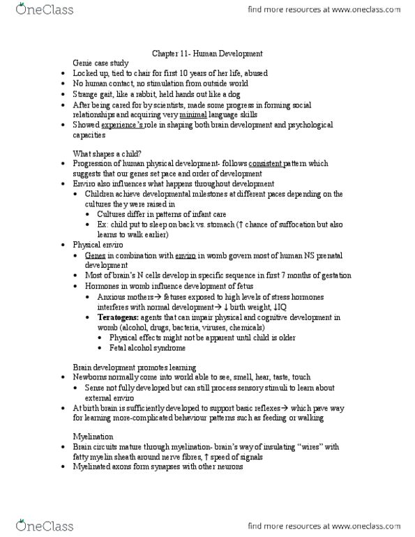 PSY100H1 Chapter Notes - Chapter 11: Prenatal Development, Fetal Alcohol Spectrum Disorder, Noam Chomsky thumbnail