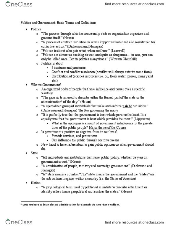POLS 202 Lecture Notes - Lecture 1: Totalitarianism, Authoritarianism thumbnail