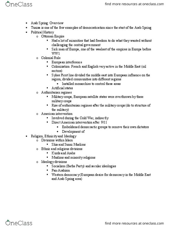 POLS 202 Lecture Notes - Lecture 17: Arab Spring, Tunisia thumbnail